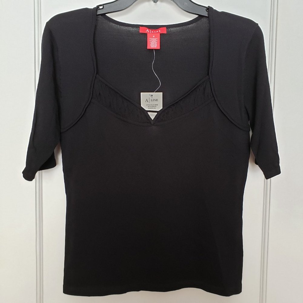 NWT ALine Knit Black Top.